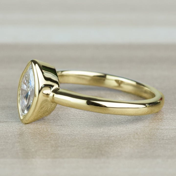 Elegant Marquise Solitaire Bezel Set Diamond Engagement Ring - small angle 2
