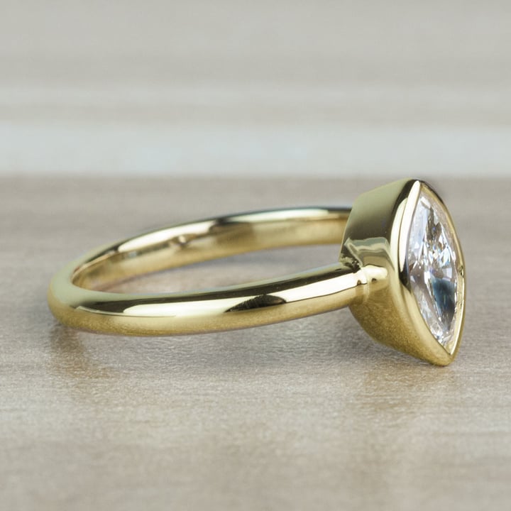 Elegant Marquise Solitaire Bezel Set Diamond Engagement Ring - small angle 3