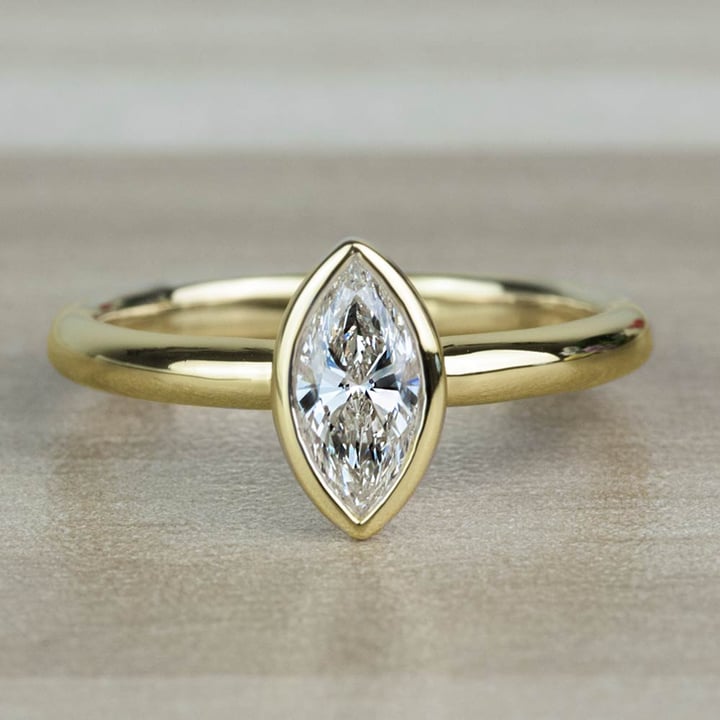 Elegant Marquise Solitaire Bezel Set Diamond Engagement Ring - small