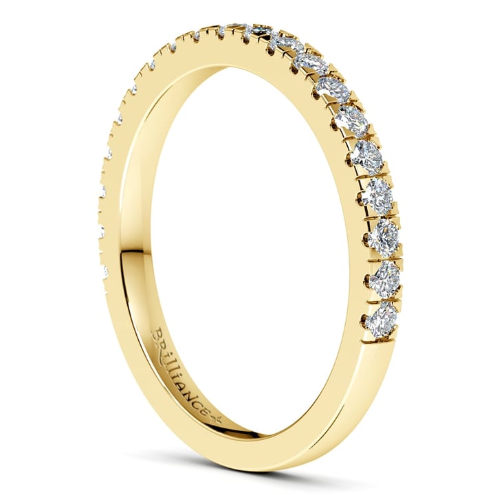Petite Pave Wedding Band In Yellow Gold (1/3 Ctw) | Thumbnail 05
