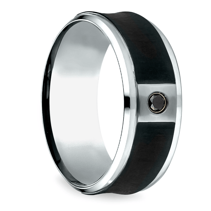 Concave Black Diamond Men's Wedding Ring in Cobalt (9mm) | Thumbnail 02