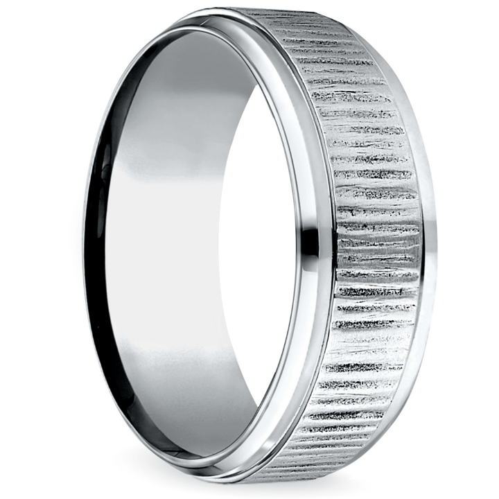 Cobalt Mens Wedding Ring With Tree Bark Pattern | Thumbnail 02