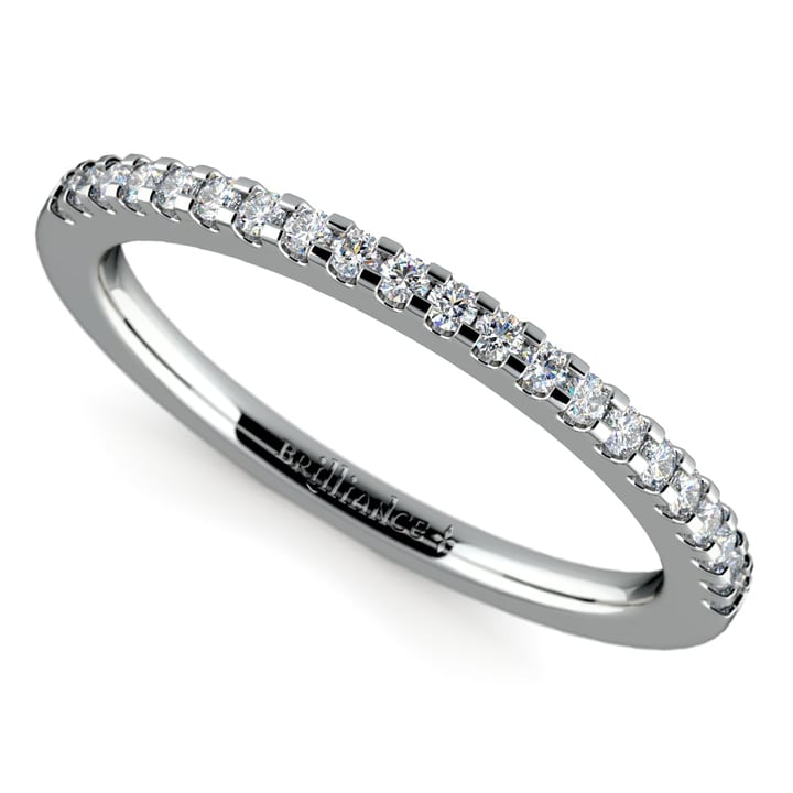 Matching Halo Pave Diamond Wedding Ring in White Gold | Thumbnail 01