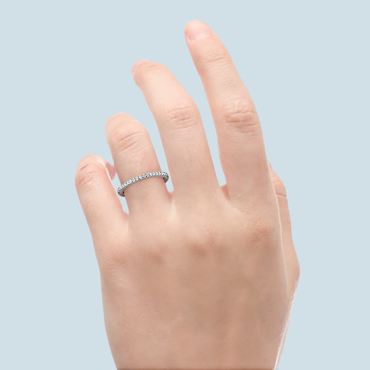 Matching Halo Pave Diamond Wedding Ring in White Gold | Thumbnail 06