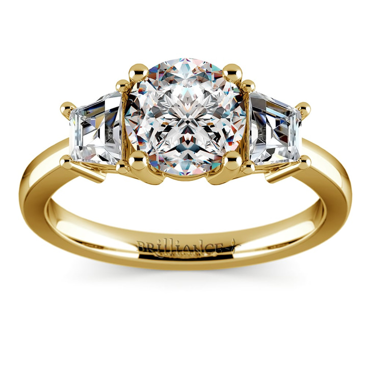 Trapezoid Accents Engagement Ring Setting In Yellow Gold (1/2 Ctw) | Thumbnail 01