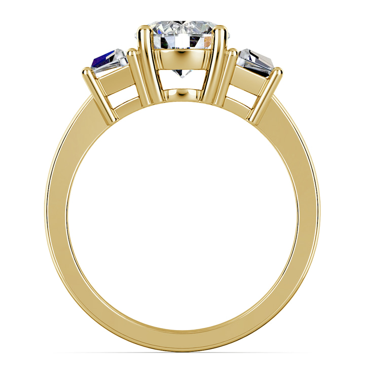 Trapezoid Accents Engagement Ring Setting In Yellow Gold (1/2 Ctw) | Thumbnail 02