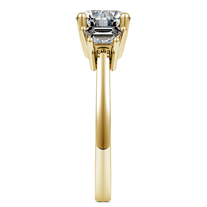 Trapezoid Accents Engagement Ring Setting In Yellow Gold (1/2 Ctw) | Thumbnail 03