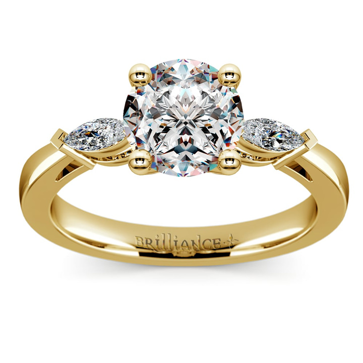 Yellow Gold Marquise Side Stone Diamond Ring (1/3 Ctw) | Thumbnail 01