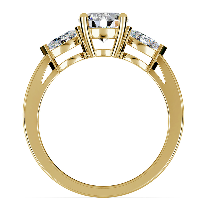 Yellow Gold Marquise Side Stone Diamond Ring (1/3 Ctw) | Thumbnail 02