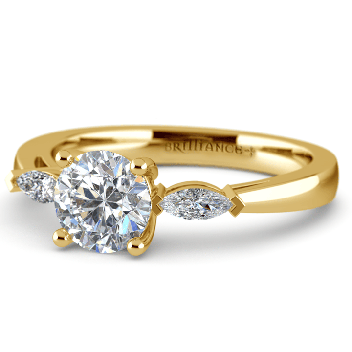 Yellow Gold Marquise Side Stone Diamond Ring (1/3 Ctw) | Thumbnail 04