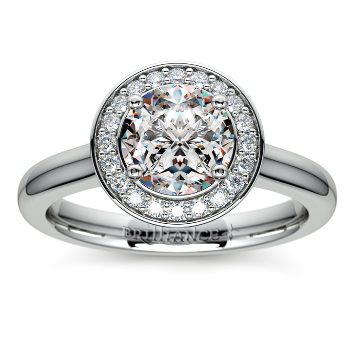Sleek Palladium Pave Diamond Halo Ring Setting (1/4 Ctw) | Thumbnail 01