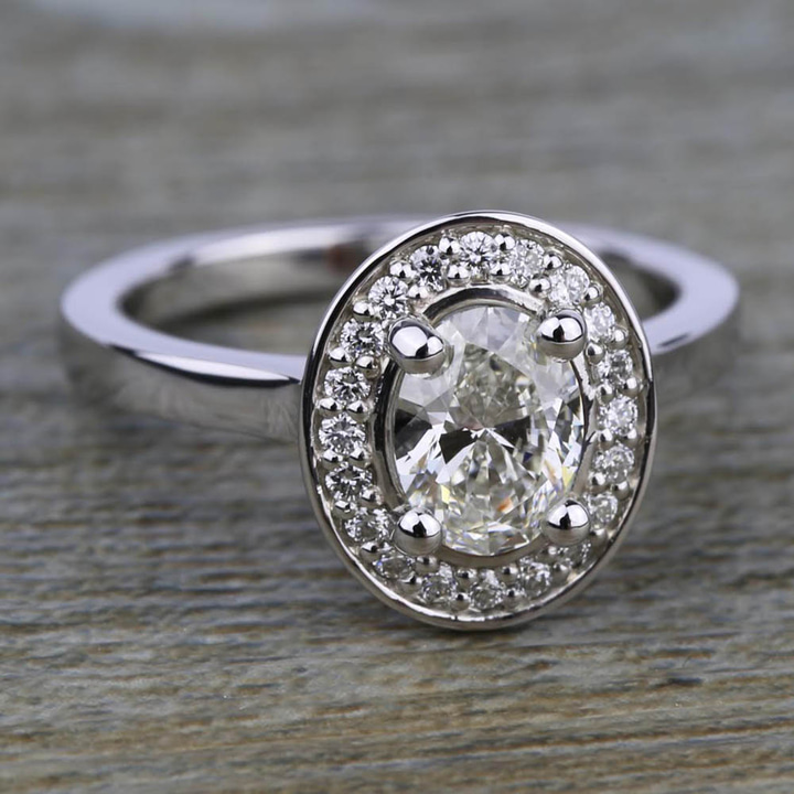 Sleek Palladium Pave Diamond Halo Ring Setting (1/4 Ctw) | Thumbnail 05