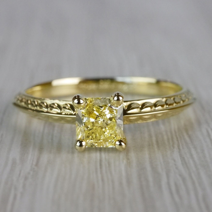 Antique Engraved Floral Engagement Ring Setting In Classic Gold  | Thumbnail 05