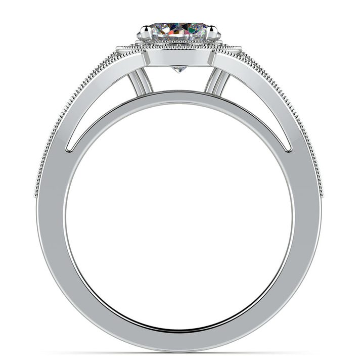 Art Deco Halo Diamond Engagement Ring in White Gold | Thumbnail 02