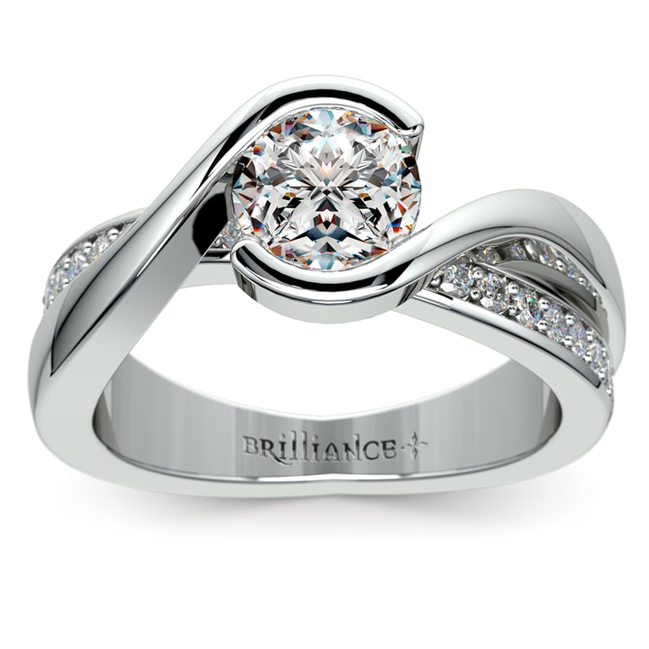 Diamond Bridge Engagement Ring Setting In White Gold | Thumbnail 01