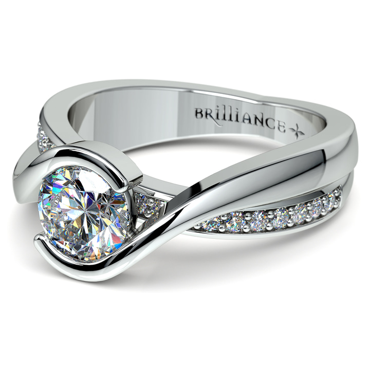 Diamond Bridge Engagement Ring Setting In White Gold | Thumbnail 04