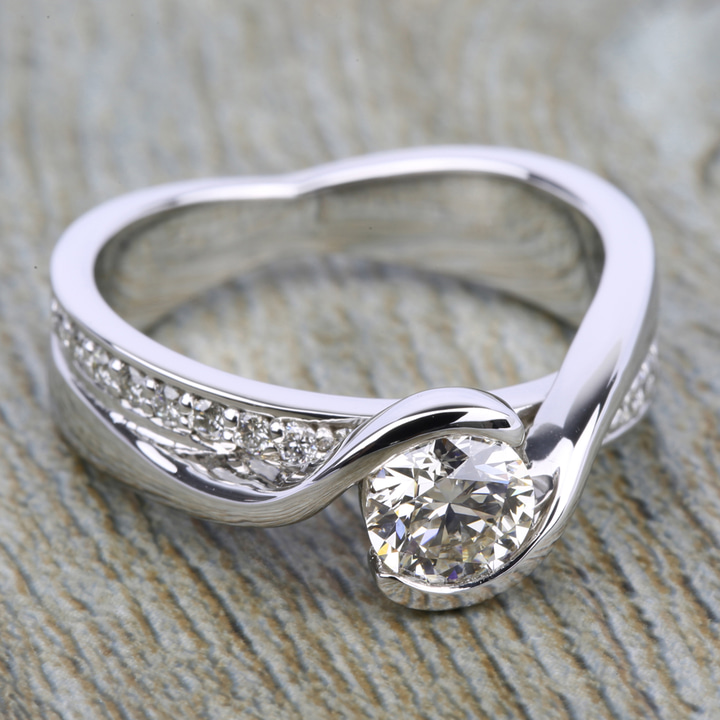 Diamond Bridge Engagement Ring Setting In White Gold | Thumbnail 05