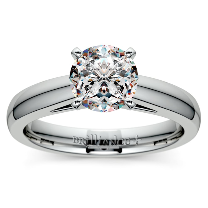Solitaire Engagement Ring With Cathedral Setting In Palladium | Thumbnail 01