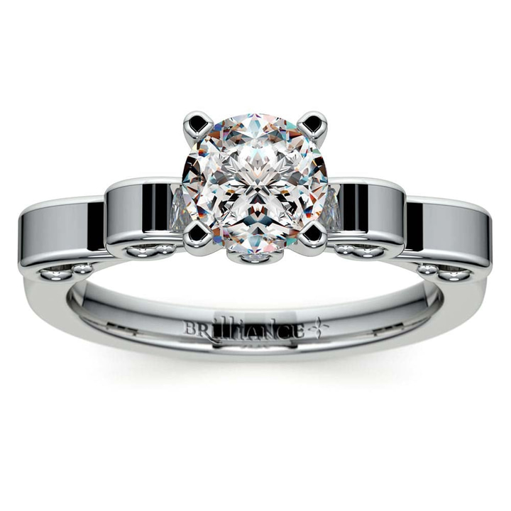 Ribbon Style Engagement Ring In White Gold | Thumbnail 01
