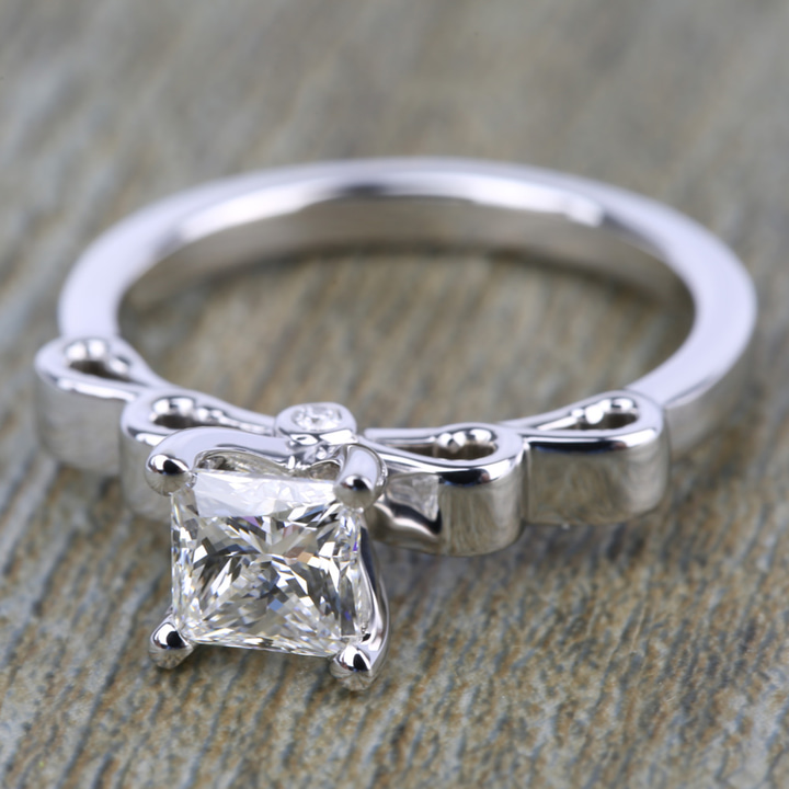 Ribbon Style Engagement Ring In White Gold | Thumbnail 05