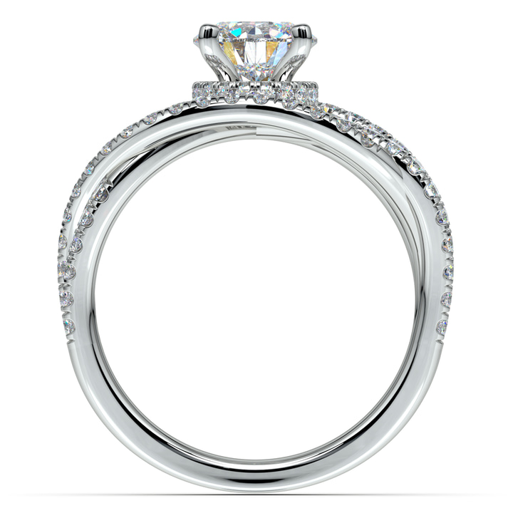 Diamond Twisted Split Shank Engagement Ring Setting In Platinum | Thumbnail 02