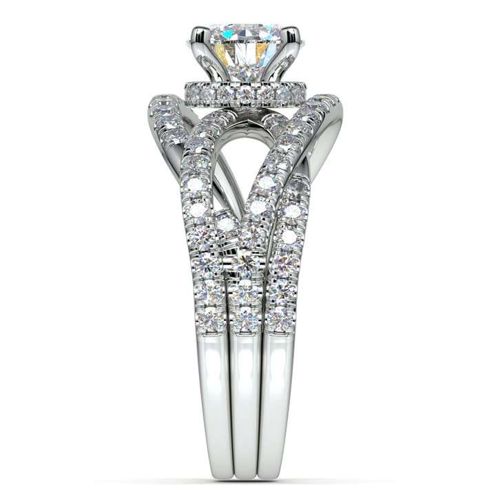 Diamond Twisted Split Shank Engagement Ring Setting In Platinum | Thumbnail 03
