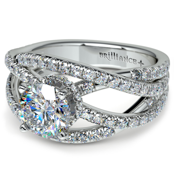 Diamond Twisted Split Shank Engagement Ring Setting In Platinum | Thumbnail 04