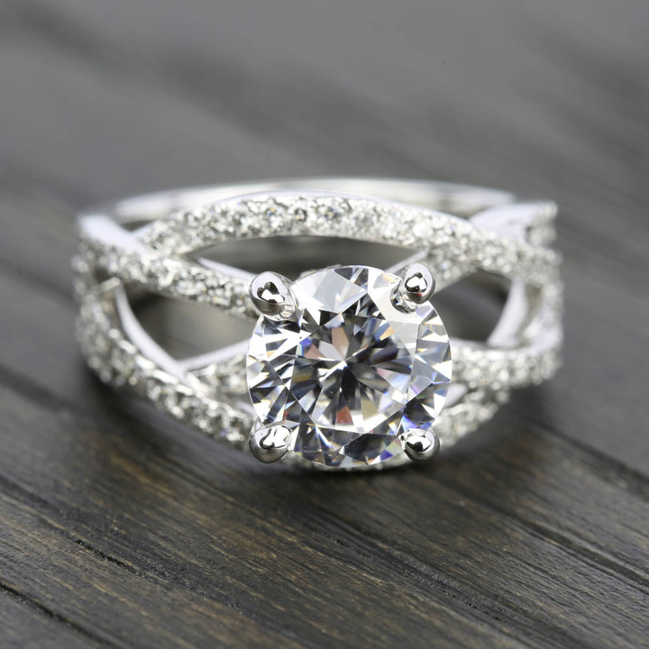 Diamond Twisted Split Shank Engagement Ring Setting In Platinum | Thumbnail 05