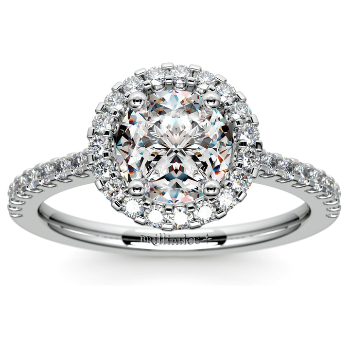 Halo Diamond Engagement Ring in White Gold | Thumbnail 01