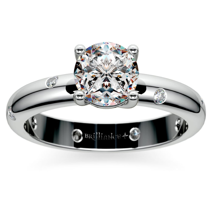 Inset Diamond Engagement Ring in White Gold | Thumbnail 01