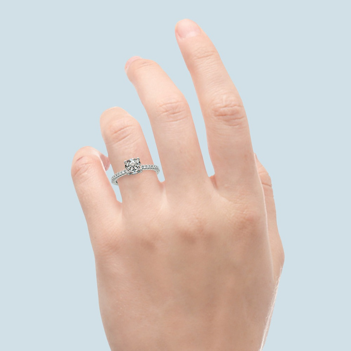 Round Diamond Pave Engagement Ring In Platinum (1/3 Ctw) | Thumbnail 05