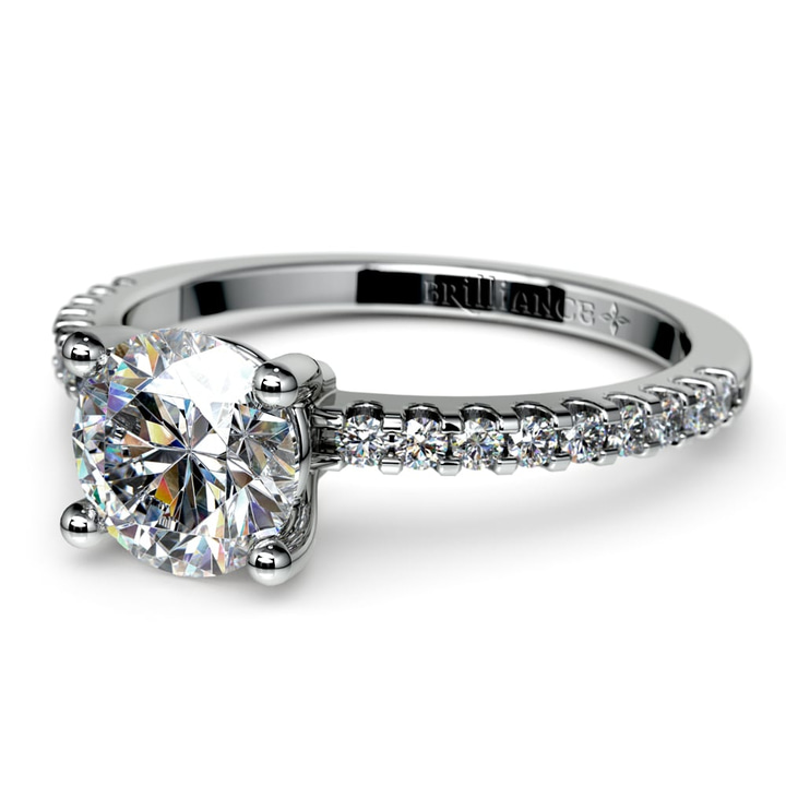 Round Diamond Pave Engagement Ring In Platinum (1/3 Ctw) | Thumbnail 01