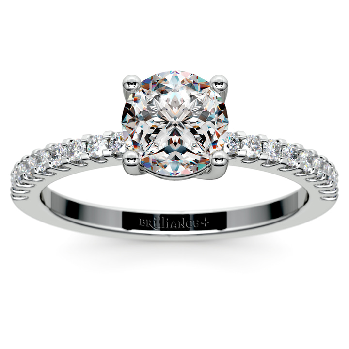 Round Diamond Pave Engagement Ring In Platinum (1/3 Ctw) | Thumbnail 02