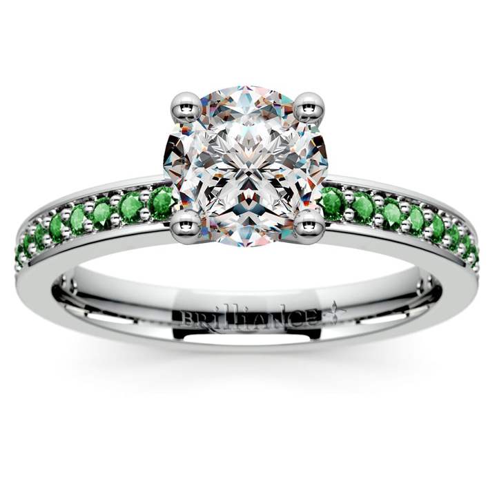 Emerald Pave Engagement Ring Setting In White Gold | Thumbnail 01