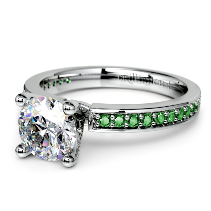 Emerald Pave Engagement Ring Setting In White Gold | Thumbnail 04