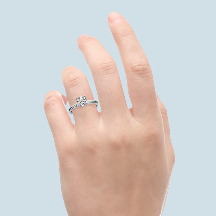 Petite Cathedral Solitaire Engagement Ring in Platinum | Thumbnail 06