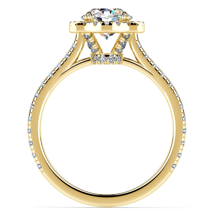 Delicate Halo Engagement Ring Setting In Classic Gold  | Thumbnail 02