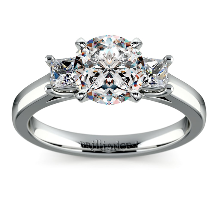Princess Cut Diamond Trellis Three Stone Ring In White Gold (1/3 Ctw) | Thumbnail 01