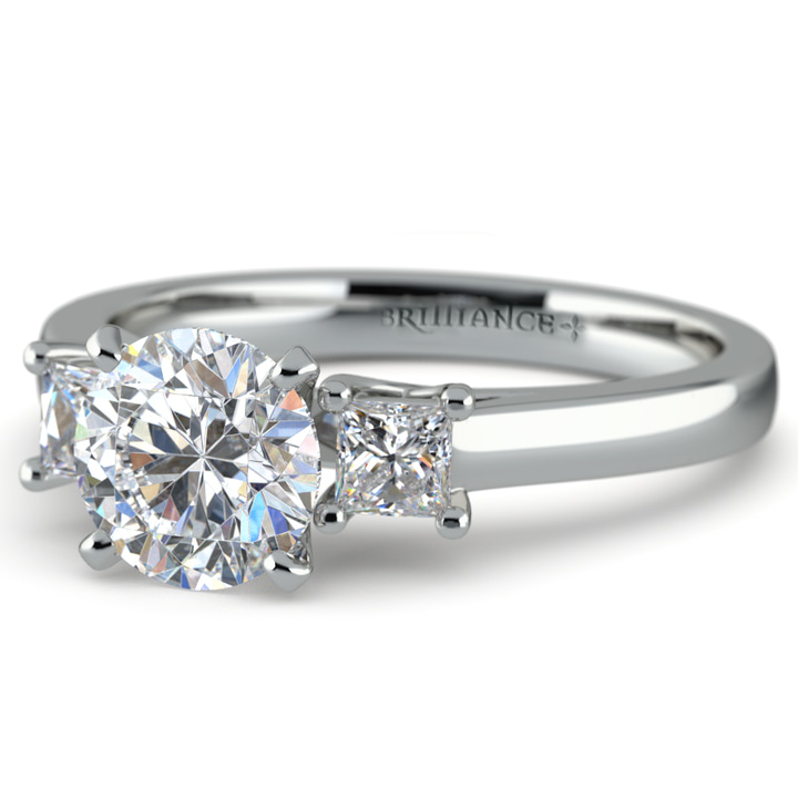 Princess Cut Diamond Trellis Three Stone Ring In White Gold (1/3 Ctw) | Thumbnail 04