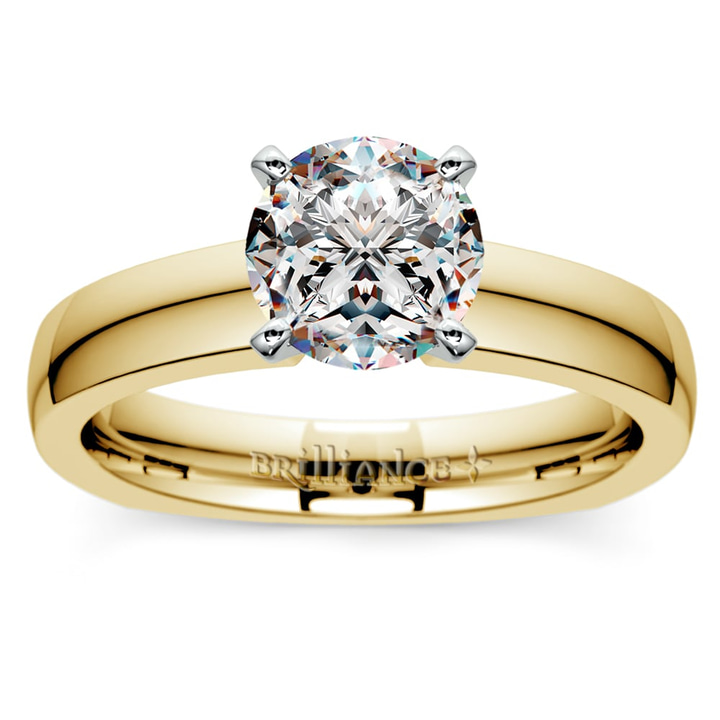 Euro Shank Diamond Engagement Ring Setting In Yellow Gold | Thumbnail 01