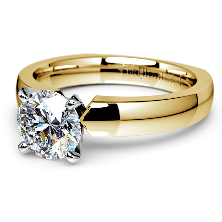 Euro Shank Diamond Engagement Ring Setting In Yellow Gold | Thumbnail 04