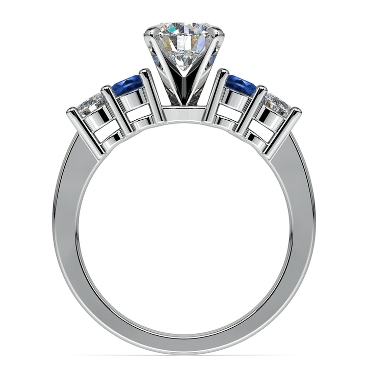 Vintage Inspired 5 Stone Diamond & Sapphire Ring In Platinum | Thumbnail 02
