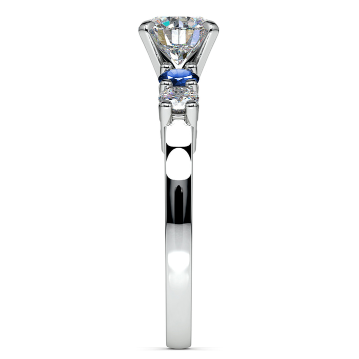 Vintage Inspired 5 Stone Diamond & Sapphire Ring In Platinum | Thumbnail 03