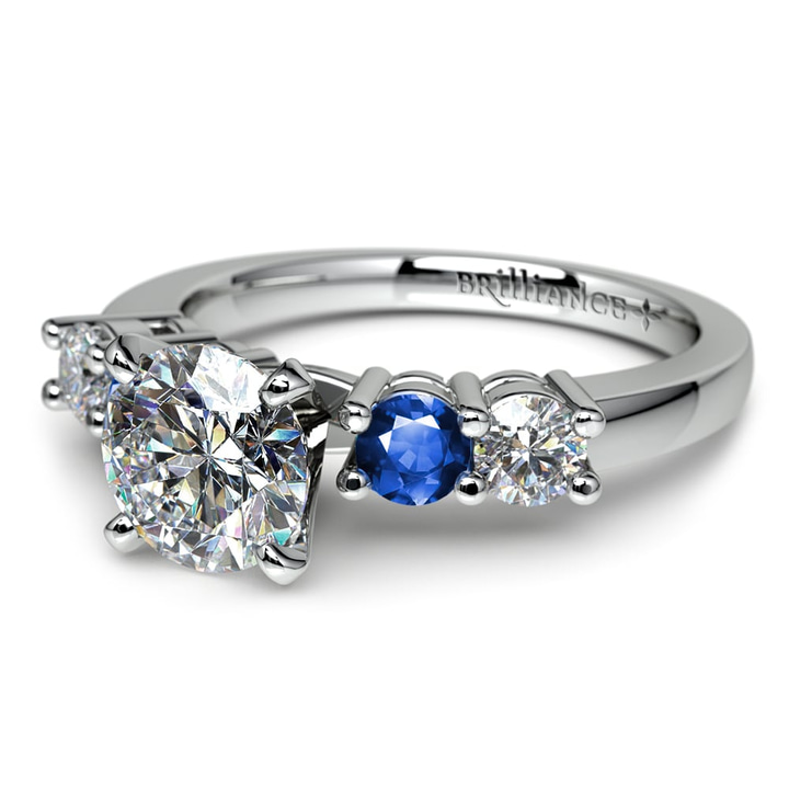 Vintage Inspired 5 Stone Diamond & Sapphire Ring In Platinum | Thumbnail 04