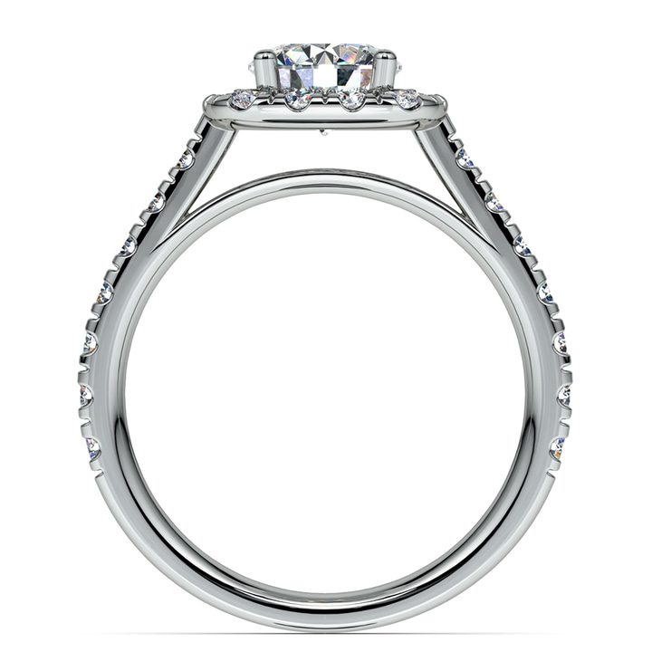 Platinum Square Engagement Ring Setting With Halo | Thumbnail 02