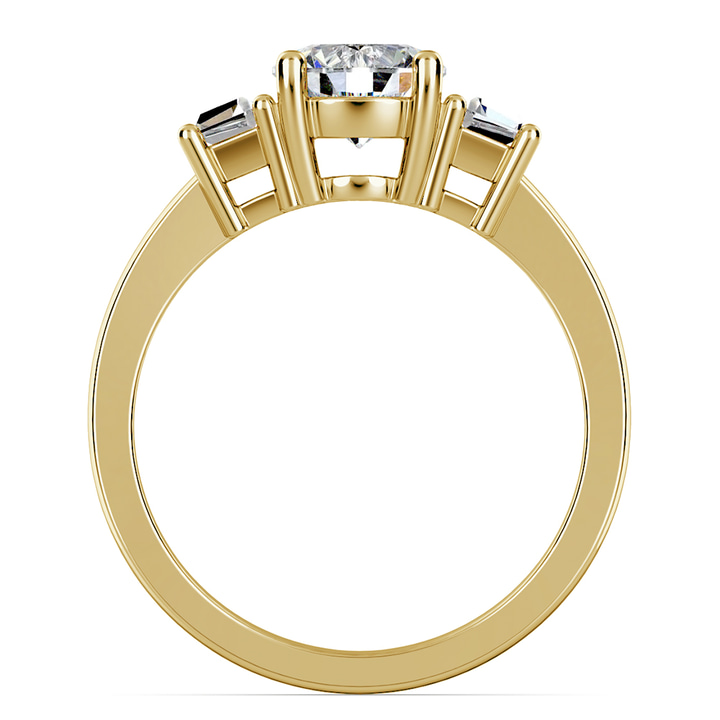 3 Stone Trapezoid Diamond Ring In Yellow Gold (1/3 Ctw) | Thumbnail 02