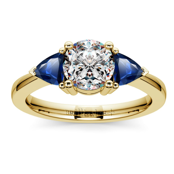 Trillion Cut Sapphire Engagement Ring Setting In Yellow Gold | Thumbnail 01