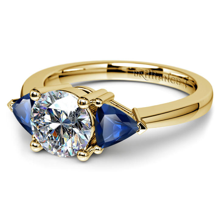 Trillion Cut Sapphire Engagement Ring Setting In Yellow Gold | Thumbnail 04