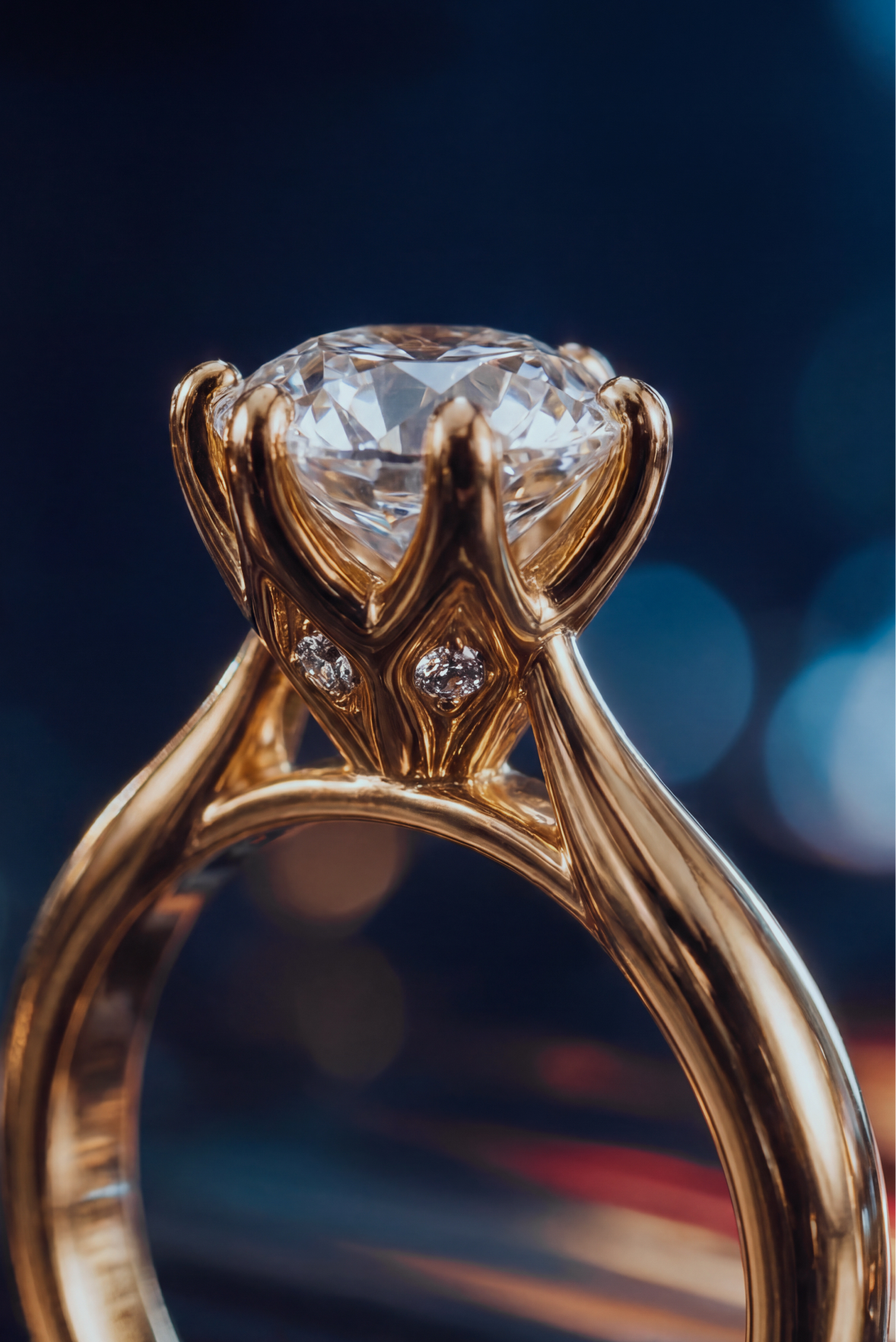 Lotus inspired diamond engagement ring