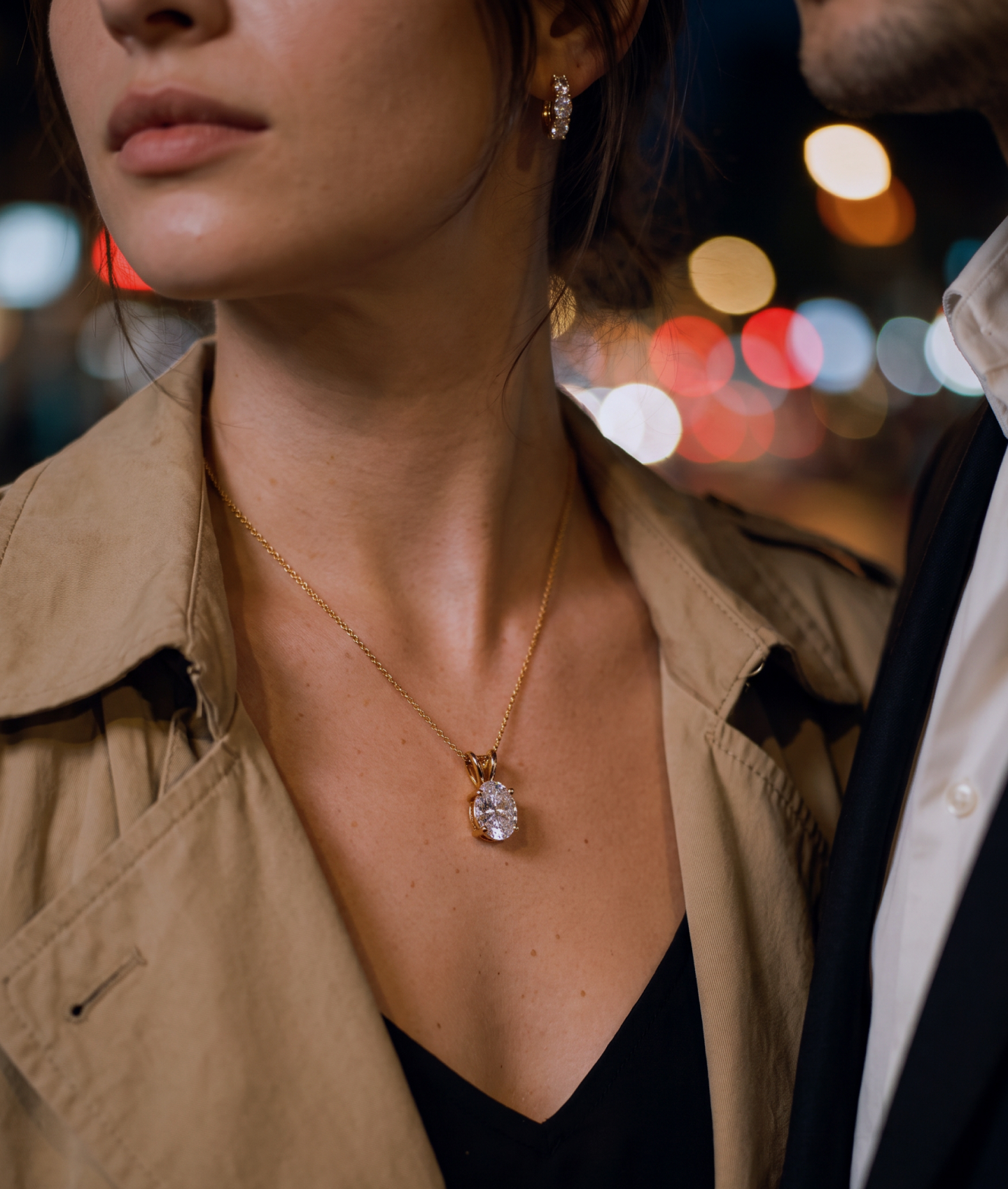 Oval lab diamond pendant